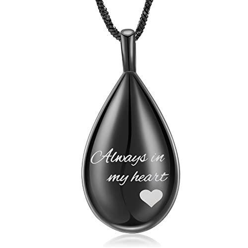 Carved teardrop pet memorial keepsake necklace