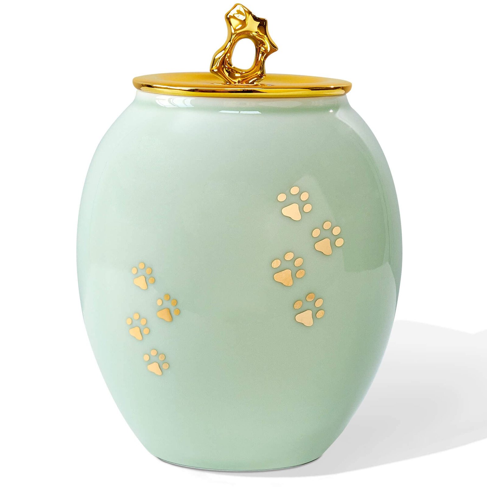 Ceramic paw print memorial urn for dogs or cats